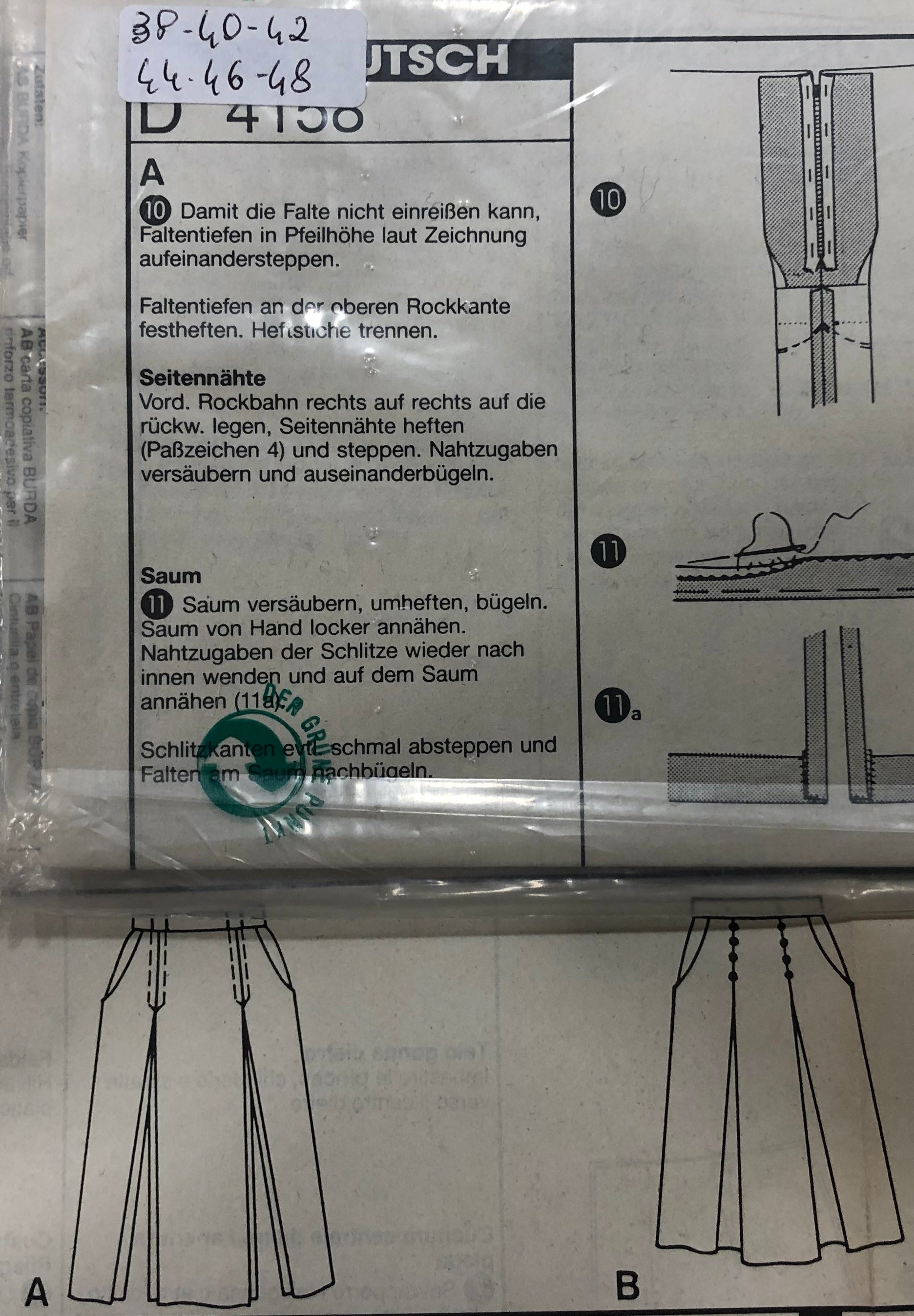 Cartamodello Burda - Gonne sfondo piega