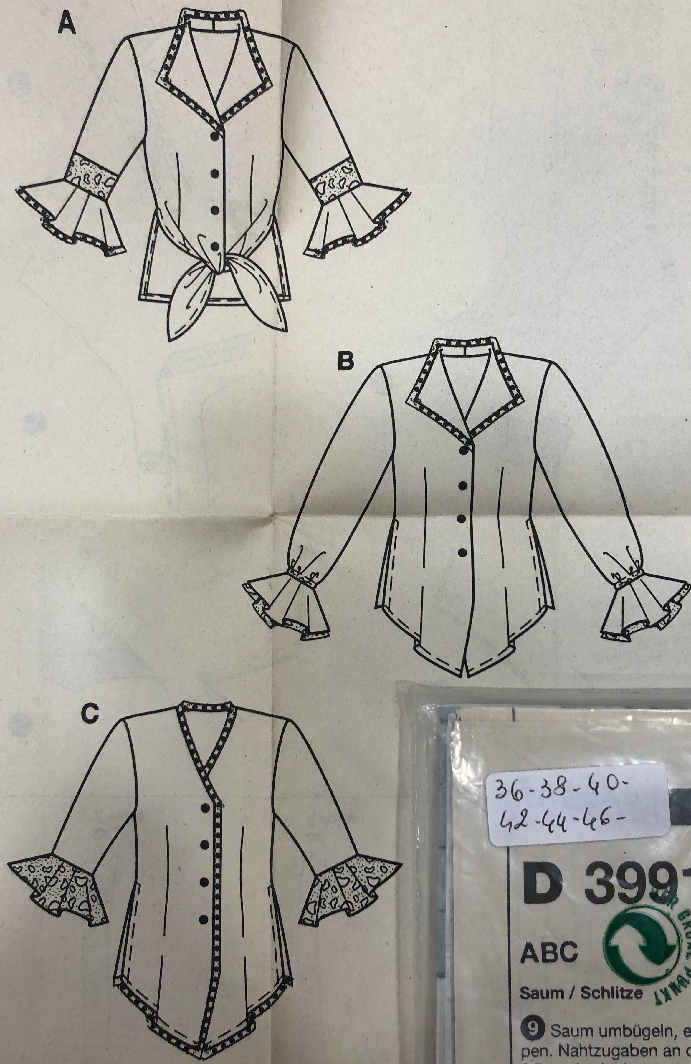 Cartamodello Burda - Camicia anni 80