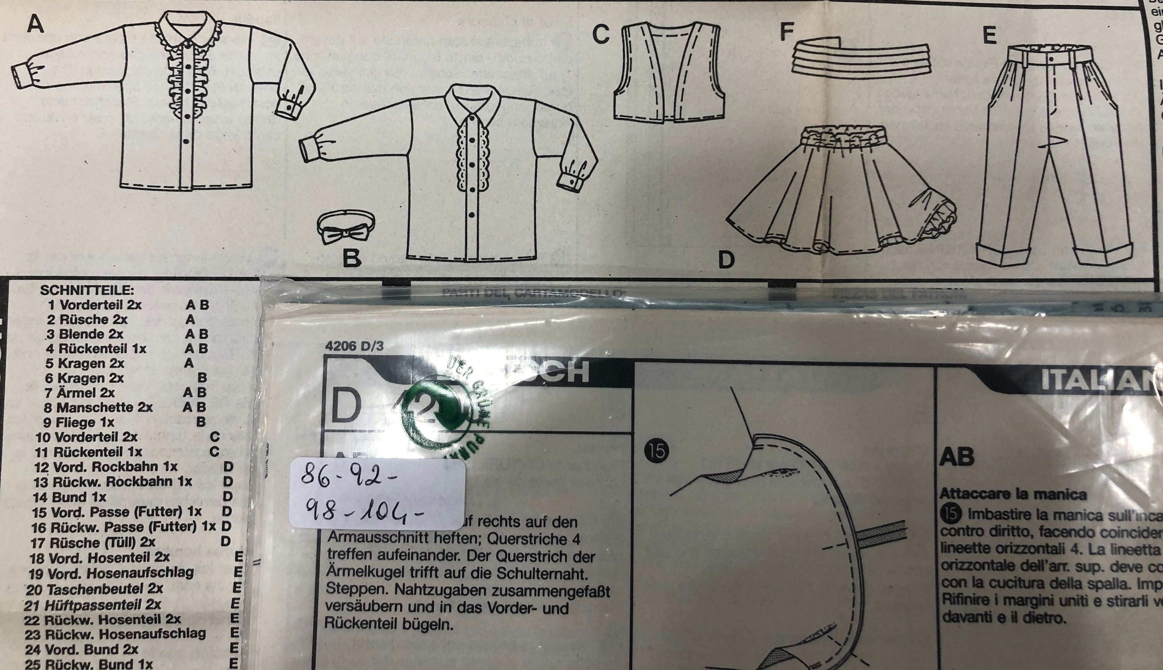 Cartamodello Burda - completini bambini