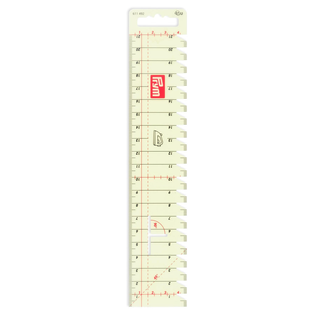 Prym 611492 21cm Pocket Ruler - Transparent, for ironing