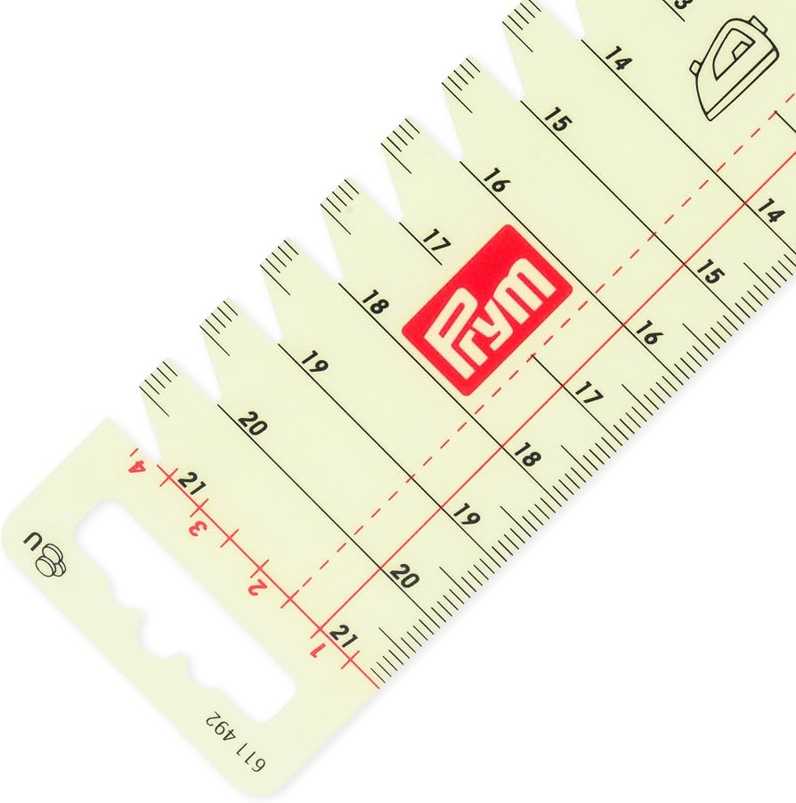 Prym 611492 21cm Pocket Ruler - Transparent, for ironing