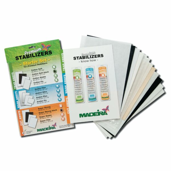PREMIUM STABILIZERS/STARTER SET MADEIRA 9449, 12 X STABILIZERS OF VARIOUS TYPES