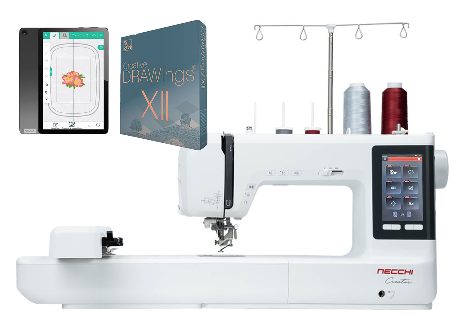 NECCHI CREATOR C1200 CON SOFTWARE DRAWINGS CREATIVE XII - Macchina da ricamo