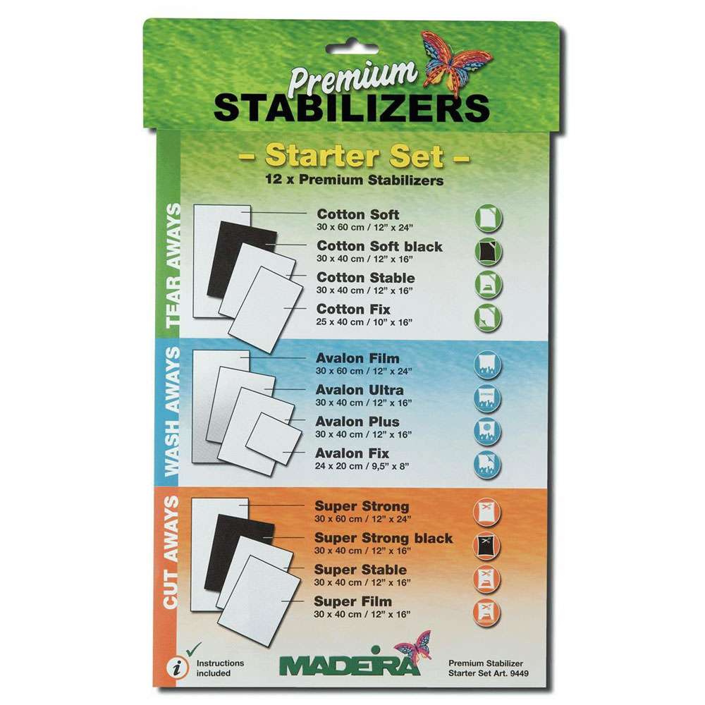 PREMIUM STABILIZERS/STARTER SET MADEIRA 9449, 12 X STABILIZERS OF VARIOUS TYPES