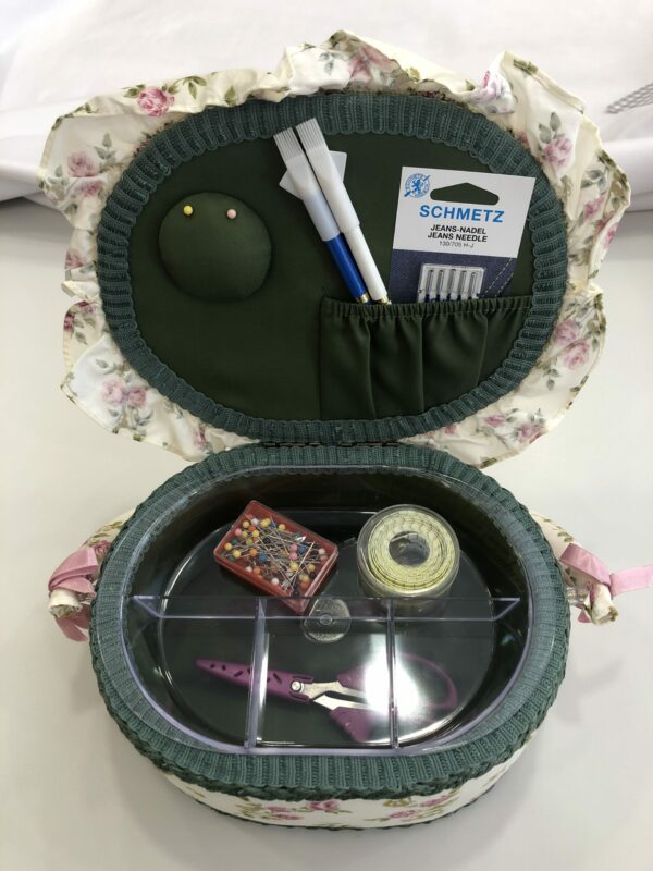 Cestino porta lavoro – roselline ovale