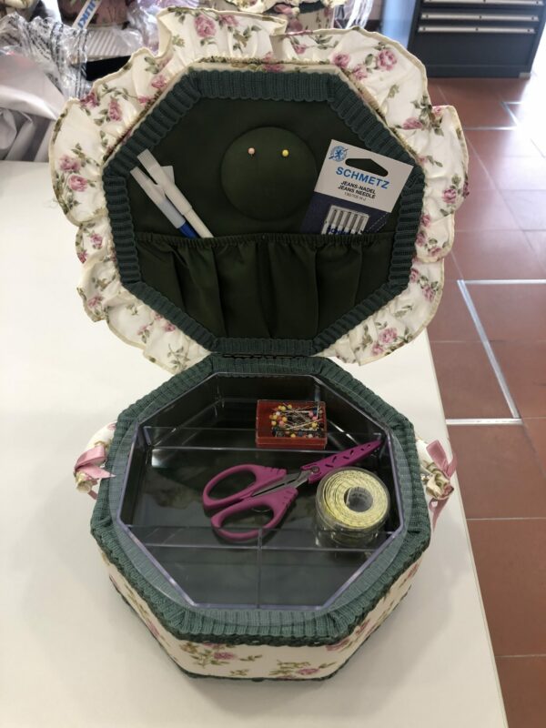 Cestino porta lavoro – roselline ottagonale