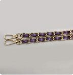 Tracolla a catena per borsa con inserto di pelle viola 110cm