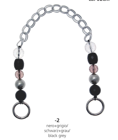 MANICO PER BORSE CON PERLE E CATENA – CM.62 Nero