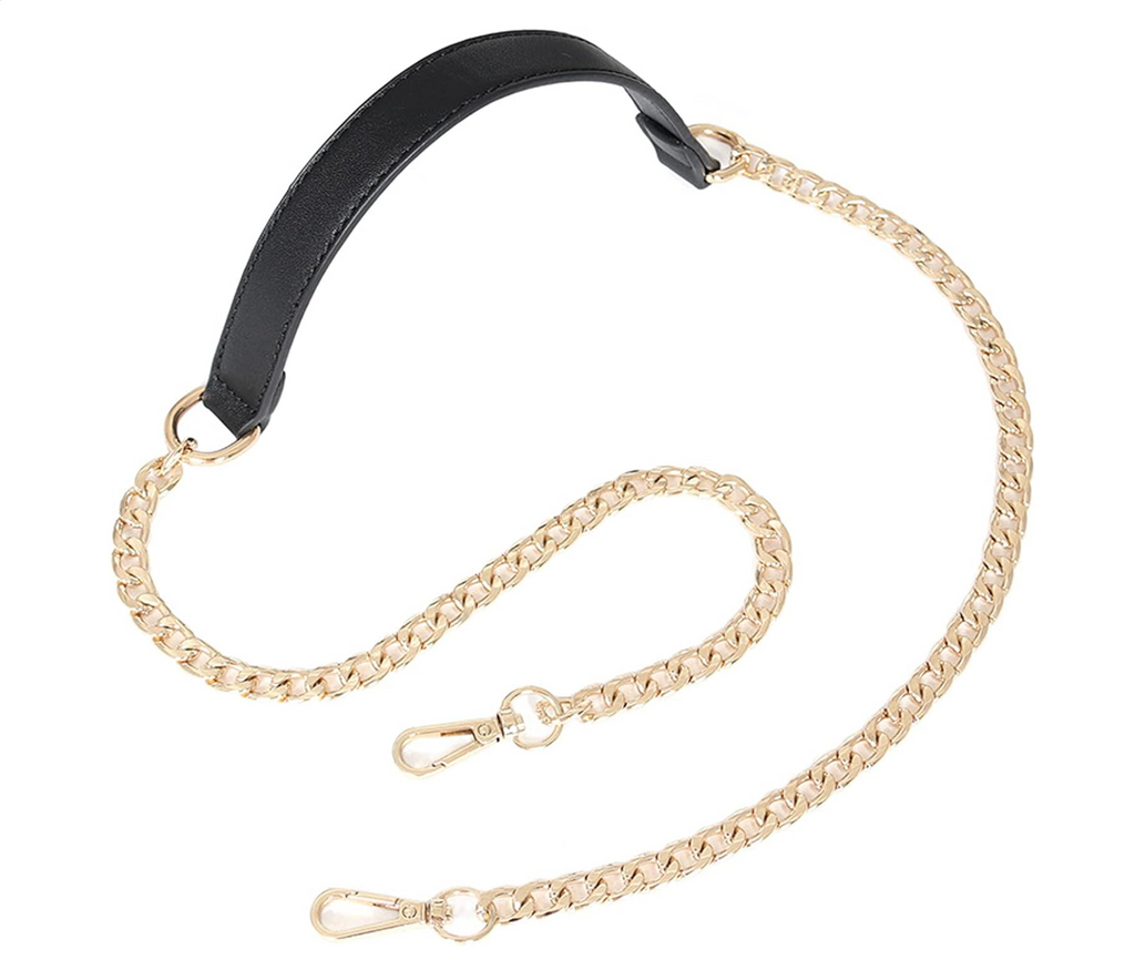 Manico tracolla nero con catena oro