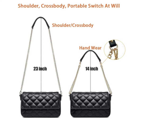 Manico tracolla nero con catena argento