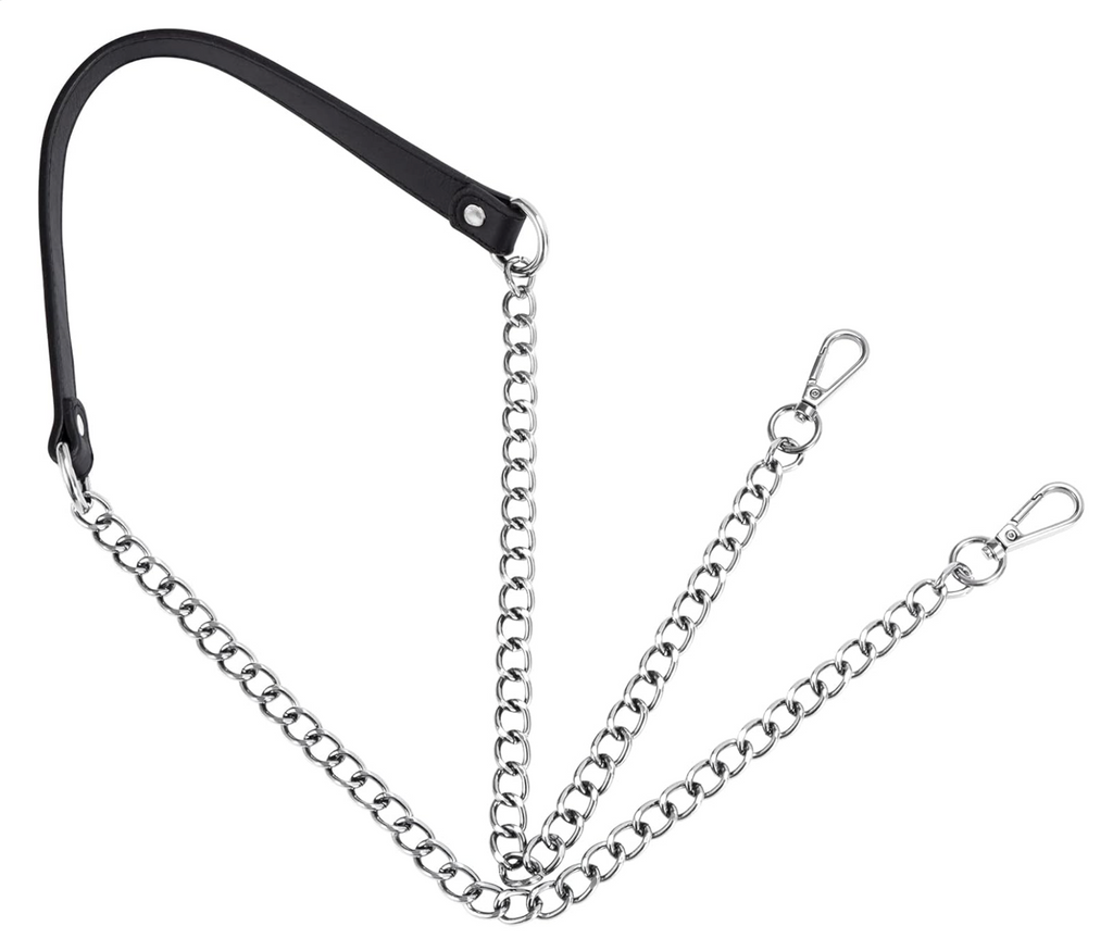 Manico tracolla nero con catena argento