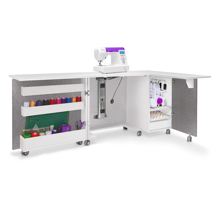 Mobile macchina da cucire e tagliacuci pieghevole – laboratorio sartoriale, colore grigio