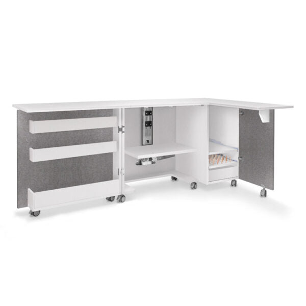 Mobile macchina da cucire e tagliacuci pieghevole – laboratorio sartoriale, colore grigio