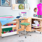 Folding sewing machine and overlocker – tailoring workshop, light oak color 