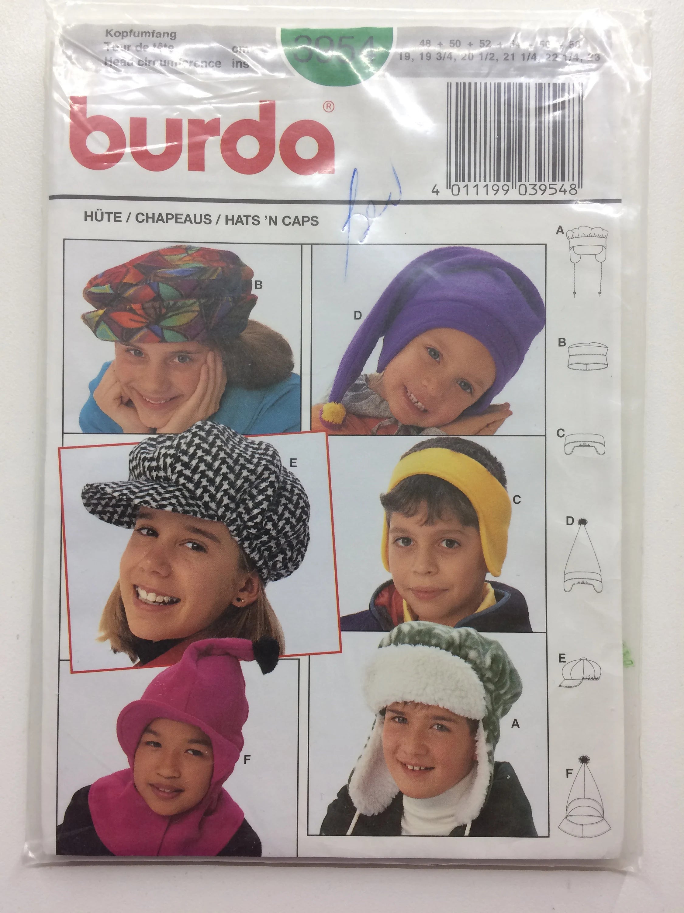 Cartamodello Burda - cappelli bambini