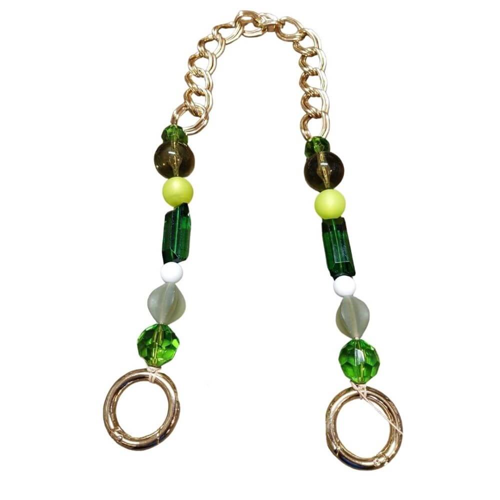 MANICO PER BORSE CON PERLE E CATENA – CM.62 Verde
